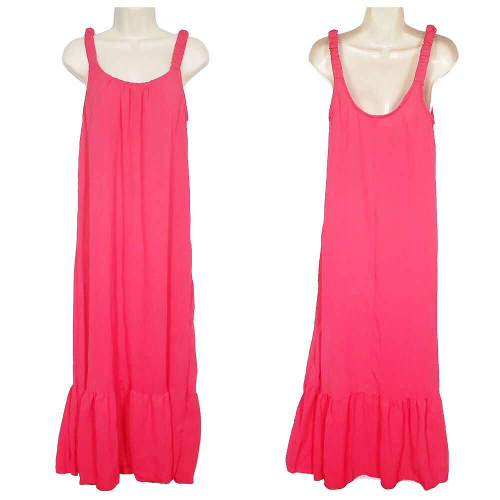 NWT See You Monday Women's Maxi Dress Size Large Hot Pink Sleeveless Flowy